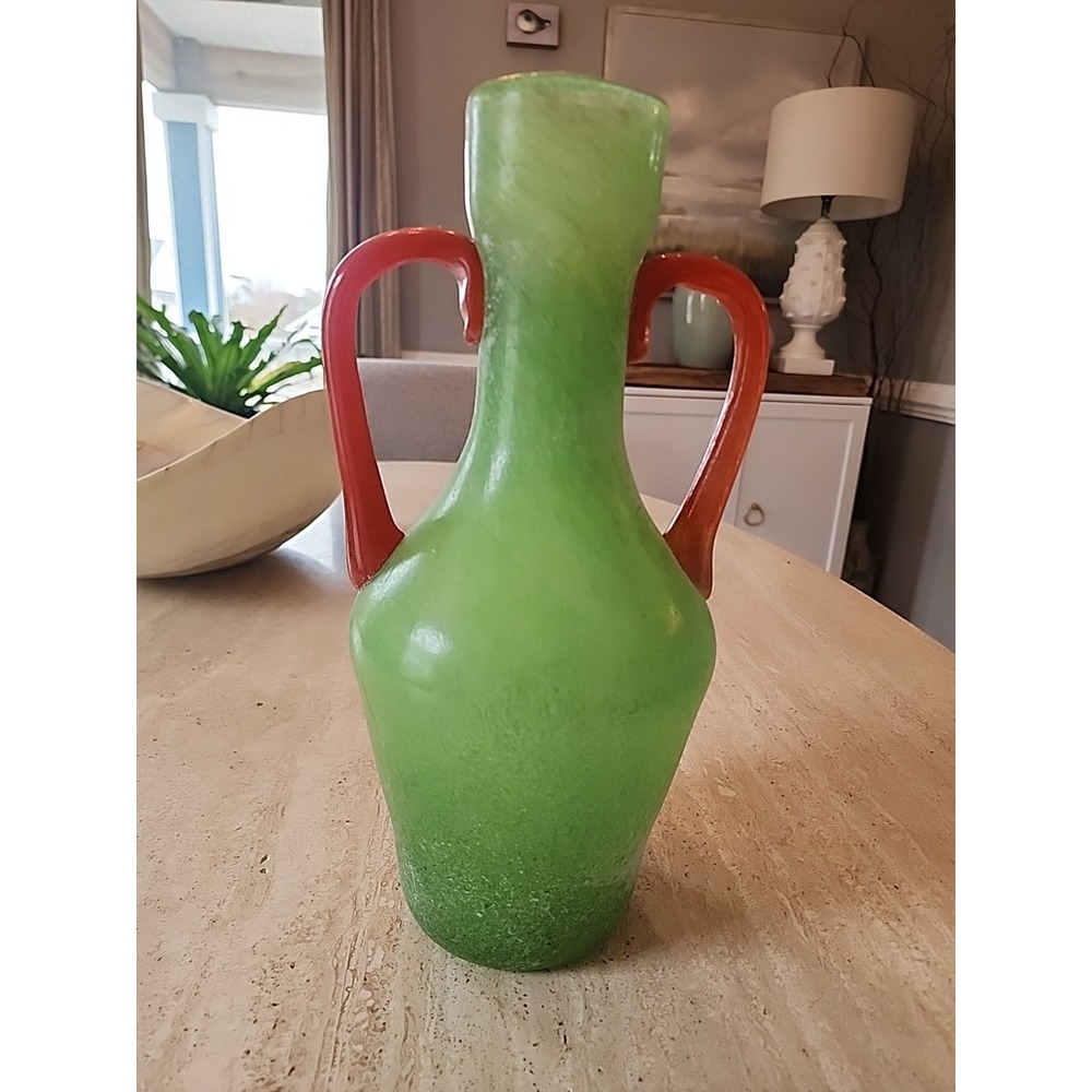 X Vintage Murano Scovo Two Handle Jug Vase
